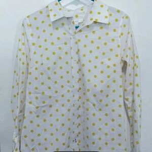 1901 Med White Shirt Light Lime Polka Dots Strech And Tailored 4Button Wrists
